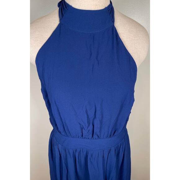 Reformation Andee Halterneck Open Back Navy Blue Maxi Dress Size 10 - Picture 5 of 9